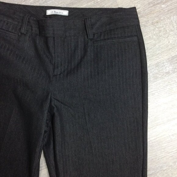 G.H. Bass Pants Wide Leg Dark Gray Stripe Mid Rise Cotton Stretch Size 10 - Picture 4 of 5